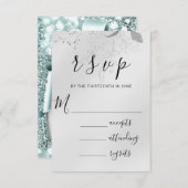 RSVP Mariage Parties scintillant Florals Silver Aq (Devant / Derrière)