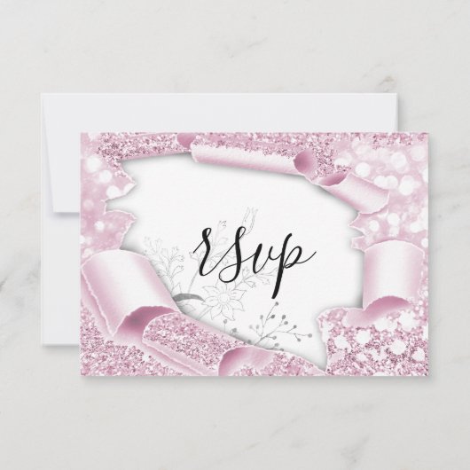 RSVP Mariage Parties scintillant nuptiale rose bla (Dos)