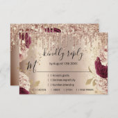 RSVP Mariage Parties scintillant Rose nuptiale  d' (Devant / Derrière)