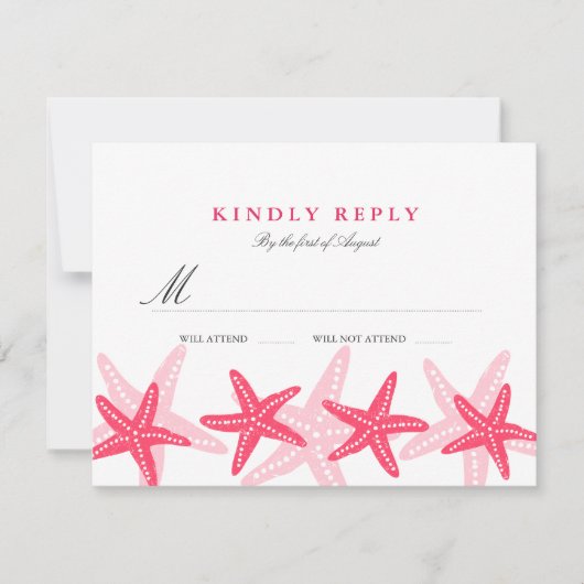 RSVP Mariage Plage Étoile de Mer Corail (Devant)
