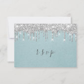 RSVP Mariage RéceptionGris Drips d'Eau Argenté (Dos)