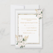 RSVP Mariage Rose blanche Florale Champagne Or (Dos)