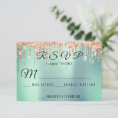 RSVP Mariage Rose Doré Dégoulinant Corail Mint Aqu (Debout devant)