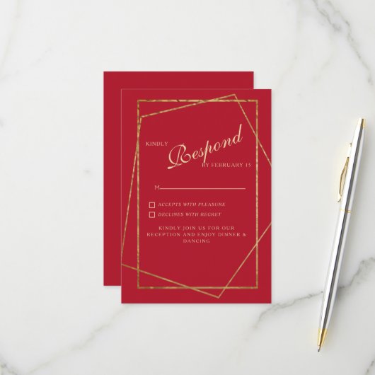RSVP Mariage Rouge & Or (Devant/Arrière en situation)