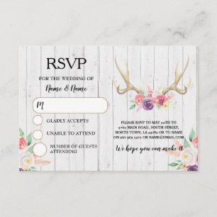 RSVP Mariage Rustic Antlers Cartes de Stag Invitat