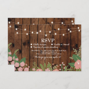 RSVP Mariage Rustic Wood Floral Cartes Invitations