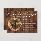 RSVP Mariage Rustic Wood Floral Tiki Cartes Invita (Devant / Derrière)