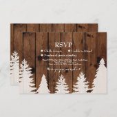 RSVP Mariage Rustic Wood Winter Tree Cartes Invita (Devant / Derrière)