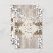 RSVP Mariage Rustique Beige Blanc Dentelle Bois AB (Devant / Derrière)