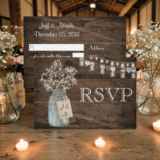 RSVP Mariage Rustique Floral de Grange de Campagne