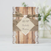 RSVP Mariage Rustique Marron Blanc Dentelle Bois T (Debout devant)
