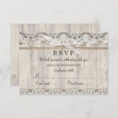 RSVP Mariage Rustique Vintage Dentelle & Bois (Devant / Derrière)