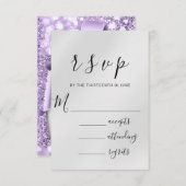 RSVP Mariage Silver Grey Papier Violet Violet Viol (Devant / Derrière)