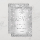 RSVP Mariage Silver Winter Wonderland Snowflakes (Devant / Derrière)