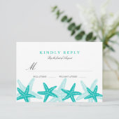 RSVP mariage sur la plage étoile de mer sarcelle (Debout devant)