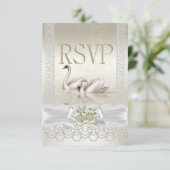 RSVP Mariage Swans White Pearl Lace Damask (Debout devant)