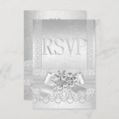 RSVP Mariage White Silver Pearl Lace Damask (Devant / Derrière)