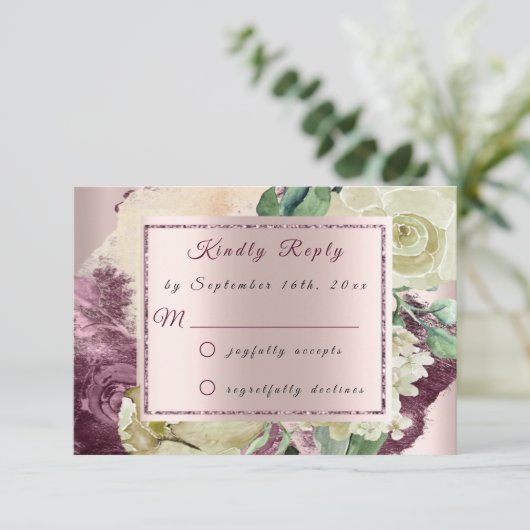 RSVP Marsala Roses Ivory Floral Blush Bourgogne (Debout devant)