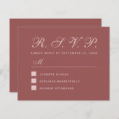 RSVP Marsala Simple Budget Wedding Response Kaart (Voorkant / Achterkant)