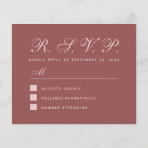 RSVP Marsala Simple Budget Wedding Response Kaart