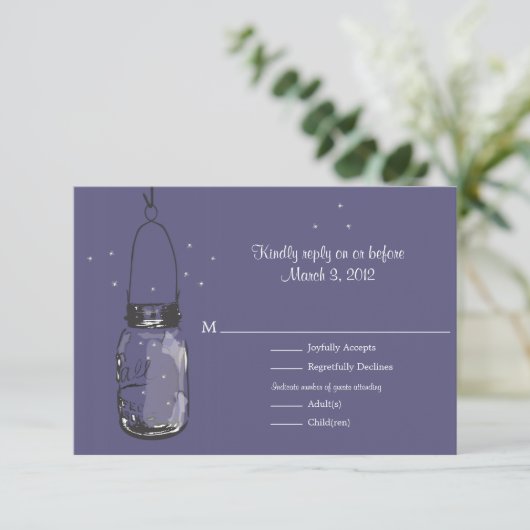 RSVP Mason Jar & Fireflies Mariage (Debout devant)