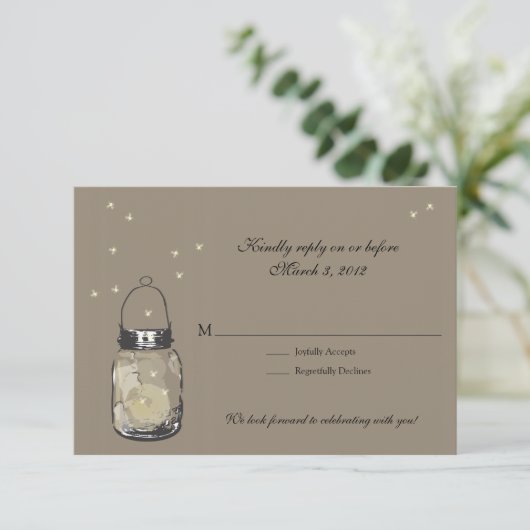 RSVP Mason Jar & Fireflies Mariage (Debout devant)