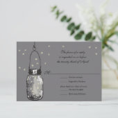RSVP Mason Jar & Fireflies Weddenschap (Staand voorkant)