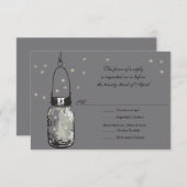 RSVP Mason Jar & Fireflies Weddenschap (Voorkant / Achterkant)