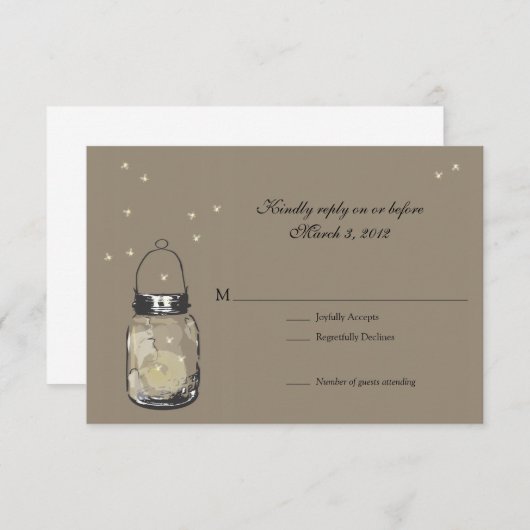 RSVP Mason Jar & Fireflies Wedding (Voorkant / Achterkant)