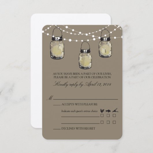RSVP Mason Jar Mariage (Devant / Derrière)