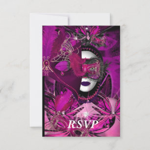RSVP Masquerade Ball Party Masker Black Pink Paars