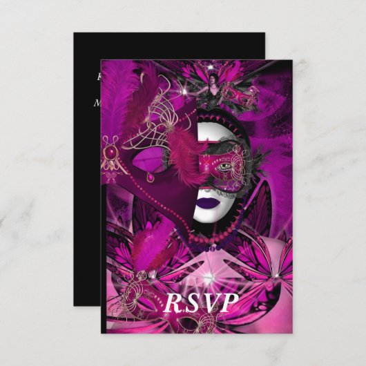 RSVP Masquerade Ball Party masque noir rose violet (Devant / Derrière)
