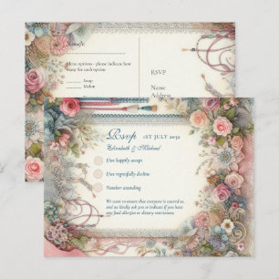 RSVP Maximaliste Vintage Floral Menu Shabby Pays