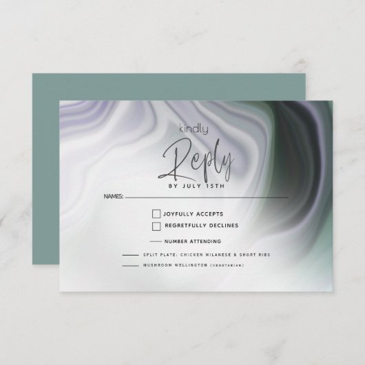 RSVP MEAL CHOICE | Abstract Dusty Jade en Violet (Voorkant / Achterkant)