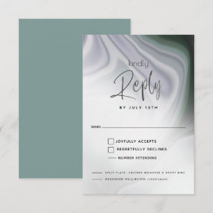 RSVP MEAL CHOICE Abstract Dusty Jade en Violet Kaartje