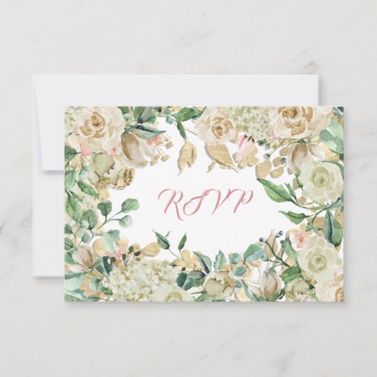 RSVP Menthe Sarcelle Roses Branche Blanche (Devant)