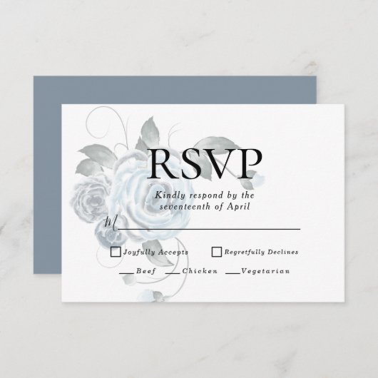RSVP | Menu Choix d'aquarelle bleu-bleu-bleu-bleu (Devant / Derrière)