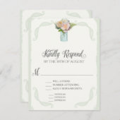 RSVP Menu Keuze Mason Jar Rozen Script Typografie (Voorkant / Achterkant)