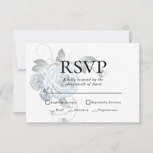 RSVP   Menu Keuzes  Waterverf Stof Blauw Bloemmoti