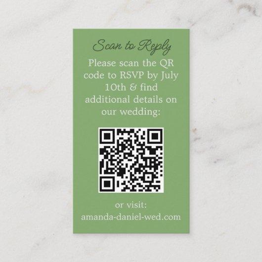 RSVP met een QR Scan Kaart Plaatskaartje (Voorkant)