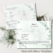 RSVP met Menu Sjabloon Rustic Eucalyptus Leaves