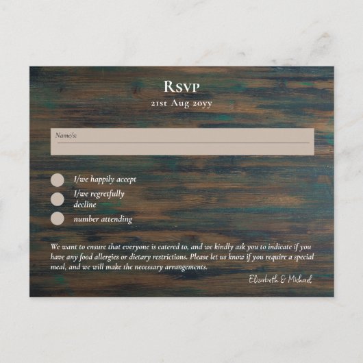 RSVP met Menu Sjabloon Rustic Wood Woodland (Voorkant)