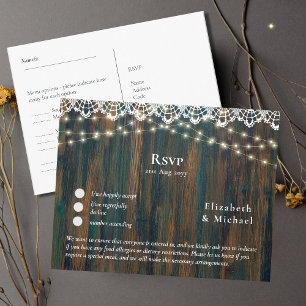 RSVP met Menu Sjabloon Rustieke Houten Kant Lichtj