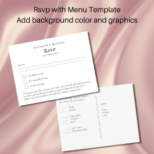 RSVP met Menu-Sjabloon Voeg eigen grafische kleure Briefkaart