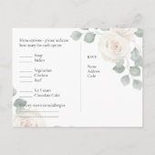 RSVP met Menukaart Sjabloon Witte Rozen Briefkaart (Achterkant)