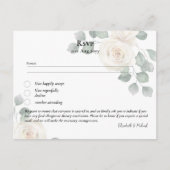 RSVP met Menukaart Sjabloon Witte Rozen Briefkaart (Voorkant)