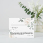 RSVP met Menukaart Sjabloon Witte Rozen Briefkaart (Staand voorkant)
