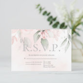 RSVP met menukeuze Blush roze Rozen (Staand voorkant)