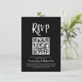 RSVP met QR-code | Solid Black Script Style RSVP i Kaart (Staand voorkant)