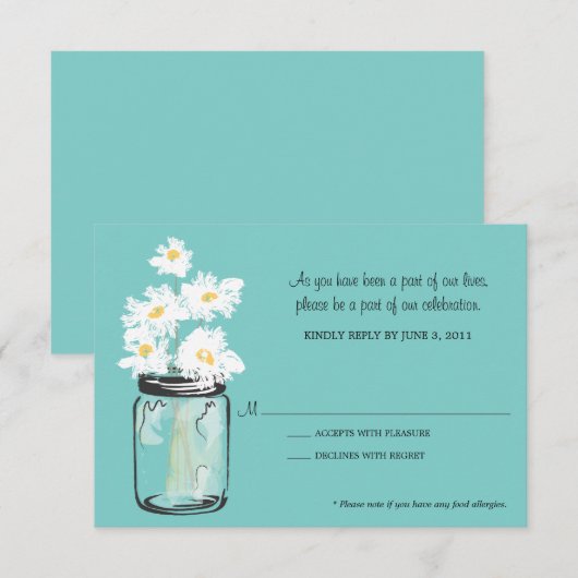 RSVP - Metselpot gevuld met witte madeliefjes (Voorkant / Achterkant)